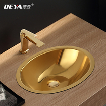 Stainless steel basin light luxury wind bar round table wash basin bathroom single Basin