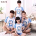 Unisex cha-con đồ ngủ một gia đình của ba mùa hè phụ nữ bông ngắn tay mẹ và con gái phù hợp với phần mỏng Hàn Quốc phiên bản của mẹ và con đồ ngủ nữ Cha mẹ và con