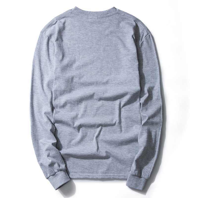 Xu hướng mùa xuân nam tay dài áo thun cotton đáy cộng với phân bón XL áo cánh rộng màu mỡ cổ tròn thể thao giản dị áo thun cotton