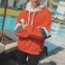 2019 mùa thu mới áo len trùm đầu nam phiên bản Hàn Quốc của xu hướng lỏng màu tương phản sọc áo dài tay áo khoác nam - Áo len áo hoodie nỉ bông dày Áo len