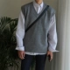 Áo len dệt kim nam in áo len không tay áo gió đại học Phiên bản Hàn Quốc của xu hướng áo thun hip hop vest