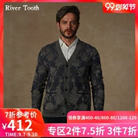 Da Yiyan Men River răng Đan đan Áo len nam mùa thu cổ chữ V tay dài Retro Tương phản áo len giản dị - Cardigan áo len nam hàn quốc