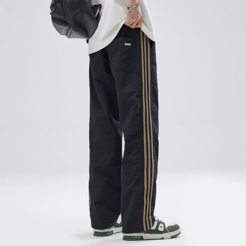 Мужские летние дышащие спортивные дорожные тонкие быстросохнущие штаны для отдыха, оверсайз, в американском стиле, свободный прямой крой