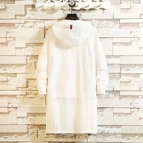 Мужская летняя одежда для защиты от солнца, белый плащ с капюшоном, ультратонкая тонкая куртка, средней длины, в корейском стиле