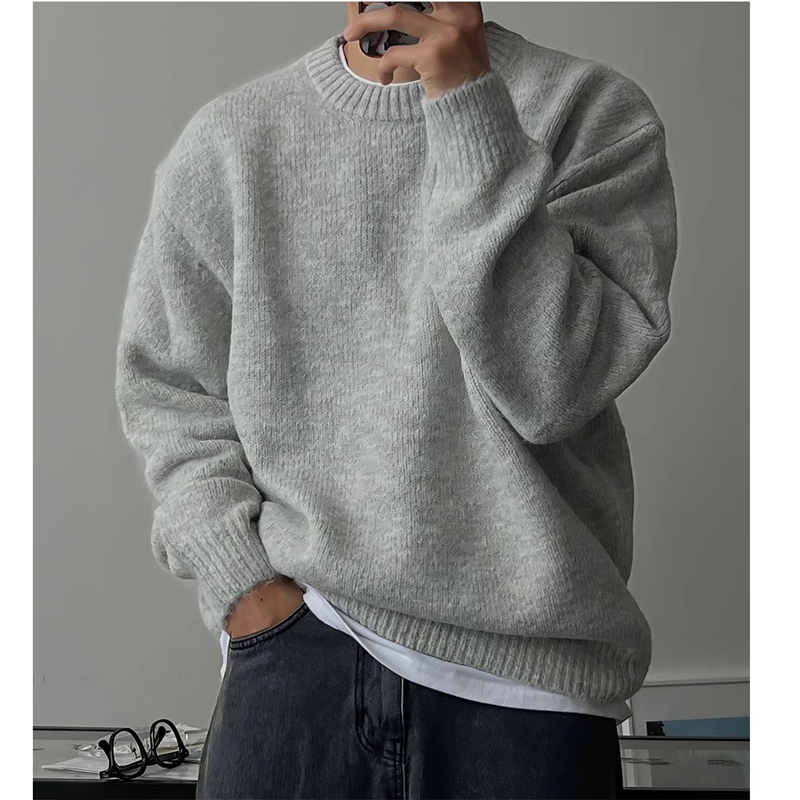 American-Style Thickened Warm Soft Knit Sweater for Men, Autumn and Winter Inner Wear, Casual Base Sweater, Loose Round Neck Knitwear American-Style Thickened Warm Soft Knit Sweater for Men, Autumn and Winter Inner Wear, Casual Base Sweater, Loose Round Neck Knitwear