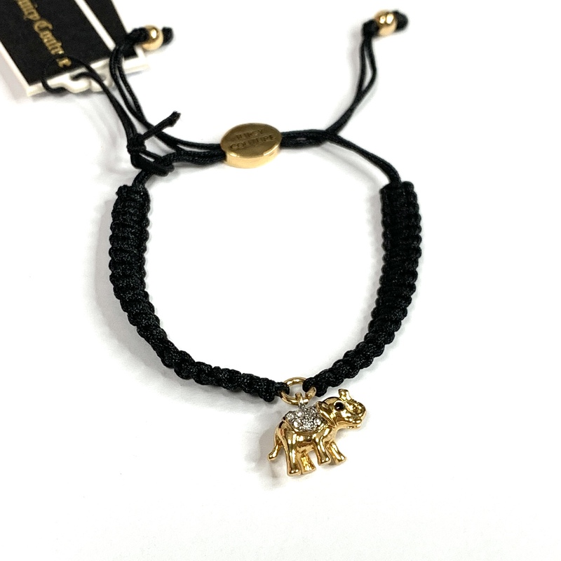 Juicy Orange Gold-Colored Rhinestone-Embellished Elephant Pendant Black Bracelet Jewelry Accessory Juicy Orange Gold-Colored Rhinestone-Embellished Elephant Pendant Black Bracelet Jewelry Accessory