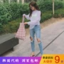 Hàn Quốc Dongdaemun nữ 2019 hè mới Phiên bản Hàn Quốc của quần jeans lỗ thẳng cá tính hoang dã sang trọng - Quần jean quần jean nữ rách