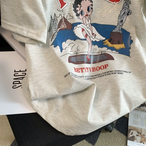 绣之色 Ретро мультяшная летняя футболка