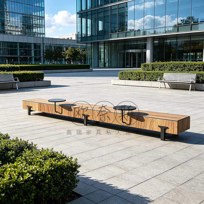 Nordic Modern Minimalist Wooden Bench Outdoor Patio Rest Bench Exhibition Hall Clubhouse Hotel Lobby Lounge Bench