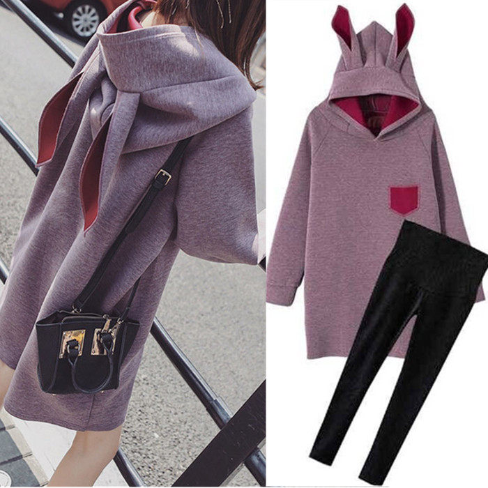 Pregnant Woman Autumn Winter Clothing Suit Fashion style 2020 new Chauma Lianhood sweatshirt sweatpants Two sets of autumn and winter