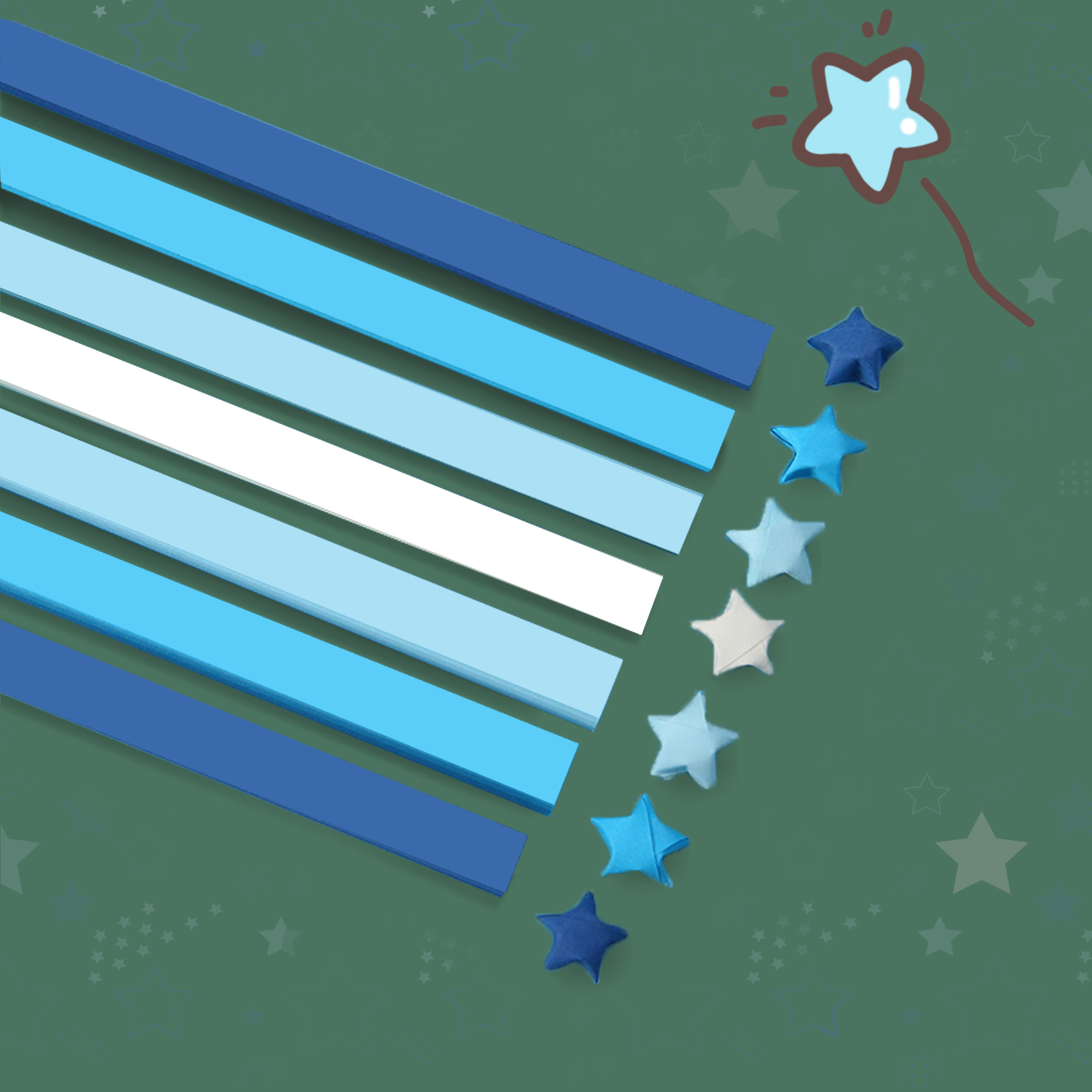 Gradual color star origami stacked small five-pointed star material wishing bottle glass bottle handmade paper lucky star color photocopying paper