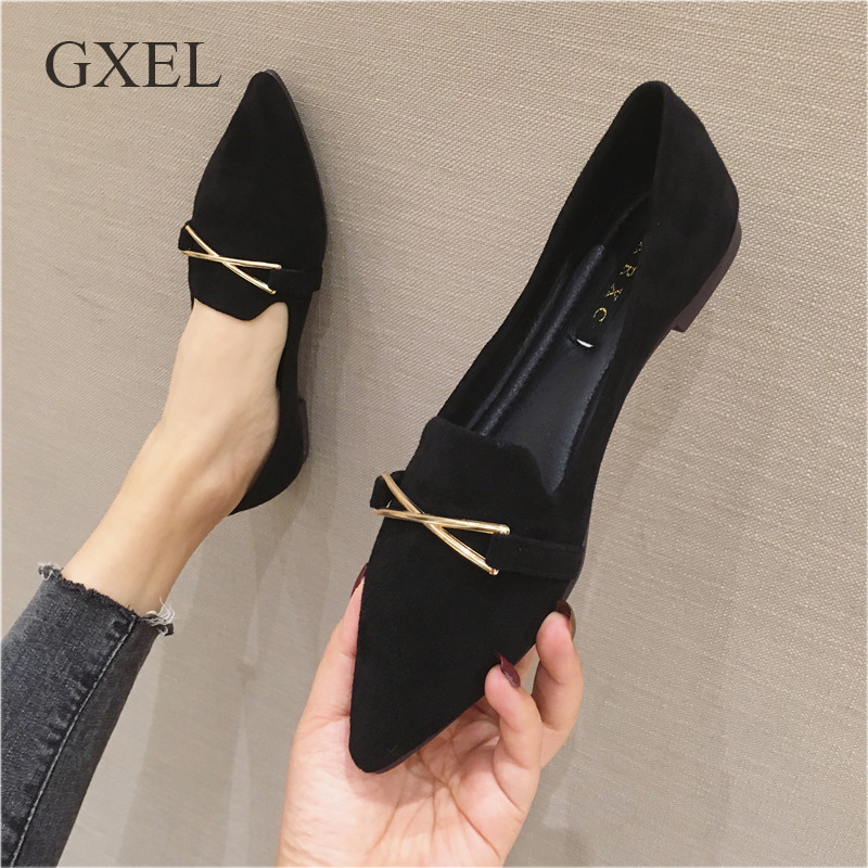 Tide Cards Single Shoes Women 2020 Fall New Korean Version Pointed Shallow Mouth 100 Hitch Casual Black Flat Bottom Sloth Bean Bean Shoes