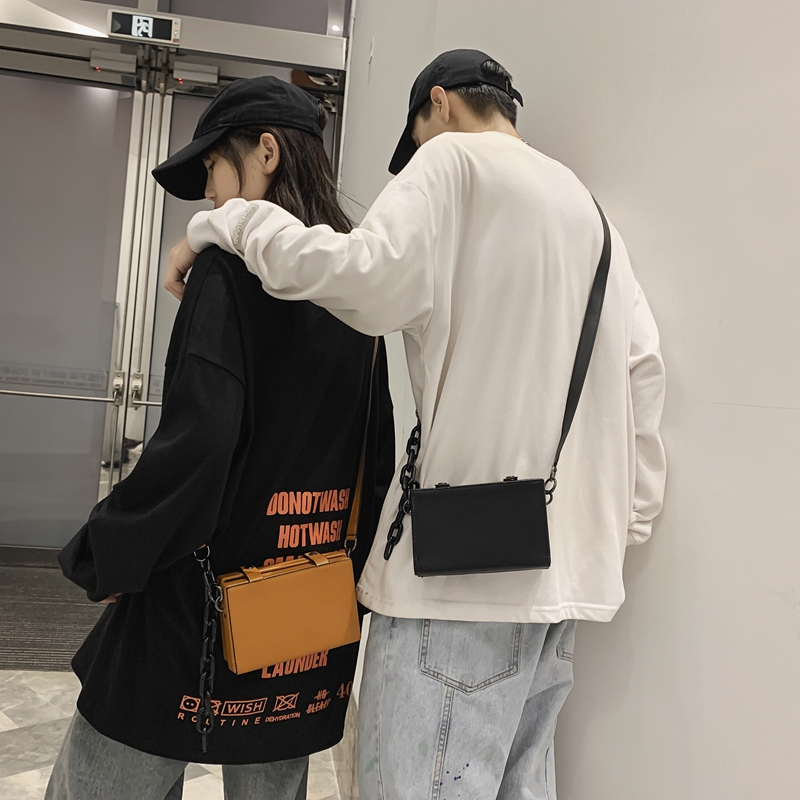 Oblique Satchel Men's Tide Card Fashion 100 Hitch Retro Small Square Bag Creative Minimalist Box Bag Casual Personality Single Shoulder Bag Woman