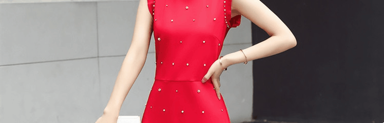 Mát gamma thời trang mới Hàn Quốc Slim dài màu rắn nhỏ đứng cổ áo tính khí đính cườm thanh lịch đầm 7828 chân váy tennis