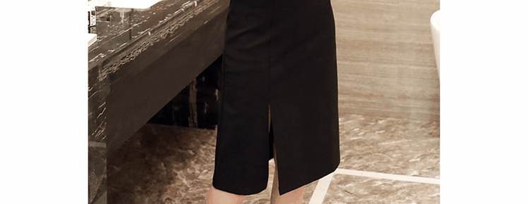 Mát ga mùa xuân mới giữa váy dài tay thời trang vòng cổ màu rắn ngọt dress 081 mà không có vành đai shop quần áo nữ