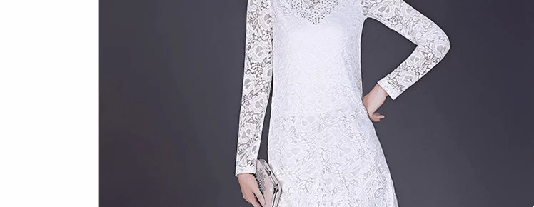Mát mẻ mùa thu của phụ nữ rắn màu đứng cổ áo dài tay thêu ren áo thun 122 váy trắng đẹp