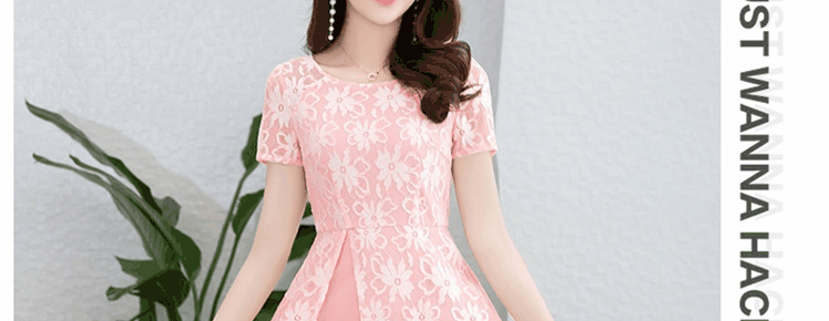 Mát ga mùa hè sản phẩm mới eo xu hướng tính khí thời trang ngắn tay vòng cổ dress 1729YBE áo kiểu nữ đẹp tuổi 35