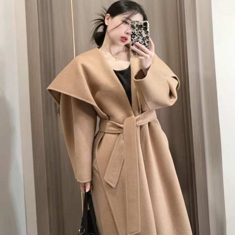 Camel Double-Sided Wool Coat for Women, New 2026 Autumn and Winter, Large Lapel, High-End Mid-Length Cashmere Woolen Coat Camel Double-Sided Wool Coat for Women, New 2026 Autumn and Winter, Large Lapel, High-End Mid-Length Cashmere Woolen Coat