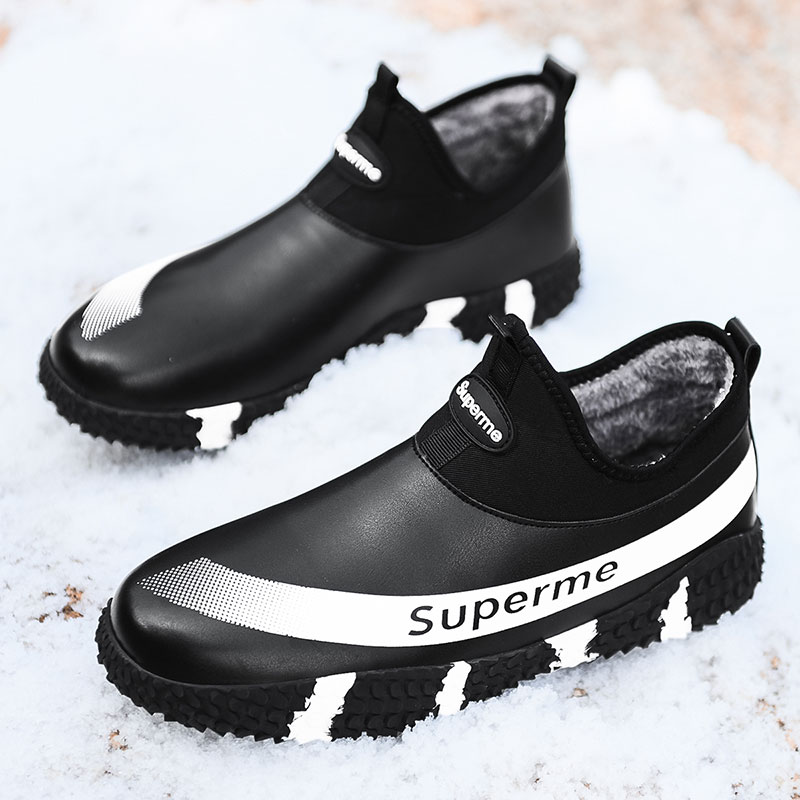 Rain Shoes Men Great Size Winter Rain Boots Gush Warm Cotton Shoes Waterproof 48 Men Fishing Shoes Non-slip Kitchen Water Shoes