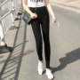 Bên ngoài mặc quần legging mùa xuân và mùa thu của phụ nữ mỏng phần eo cao kích thước lớn quần bút chì bó sát chín quần quần quần chân mỏng quần jean đen nữ