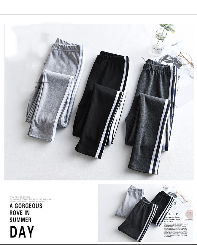 Bên trắng dải quần legging modal nữ mùa thu mỏng kéo dài kích thước lớn bó sát thể thao chín điểm song song thanh chân quần quần lót lông nữ