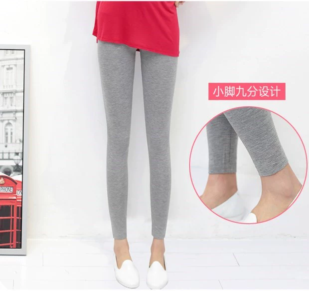 Quần legging cotton mùa thu của phụ nữ phần quần mỏng bên ngoài mặc size lớn chất béo MM thon thả quần eo cao