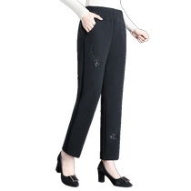 Elderly womens trousers spring and autumn style mothers straight pants loose old ladys and grandmas winter clothes velvet thickened trousers