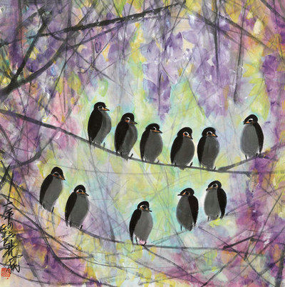 High Definition Art Micro Spray Forest Sleep (1900-1991) for Wang Yiping for Purple Rattan Birds 40-4-Taobao