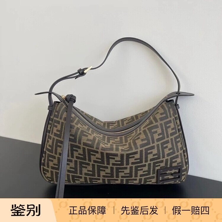 【Kkkk】Fendi Simply Medium Size Mini Ff Jacquard Fabric Polyester Handbag Shoulder Bag