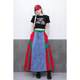 Retro niche design 2025 new autumn denim skirt women's fashion striped stitching contrasting long skirt umbrella skirt