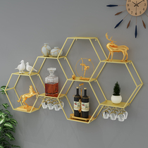 Nordic Wall wrought iron shelf Wall wall hanging background wall decoration stand display stand partition living room bedroom creative bookshelf