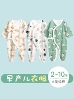 Quần áo sơ sinh bướm sơ sinh mùa xuân và mùa thu quần áo dài tay song sinh siêu nhỏ mã nhỏ cotton trọng lượng thấp 4-5 kg - Áo liền quần đồ bơi trẻ em