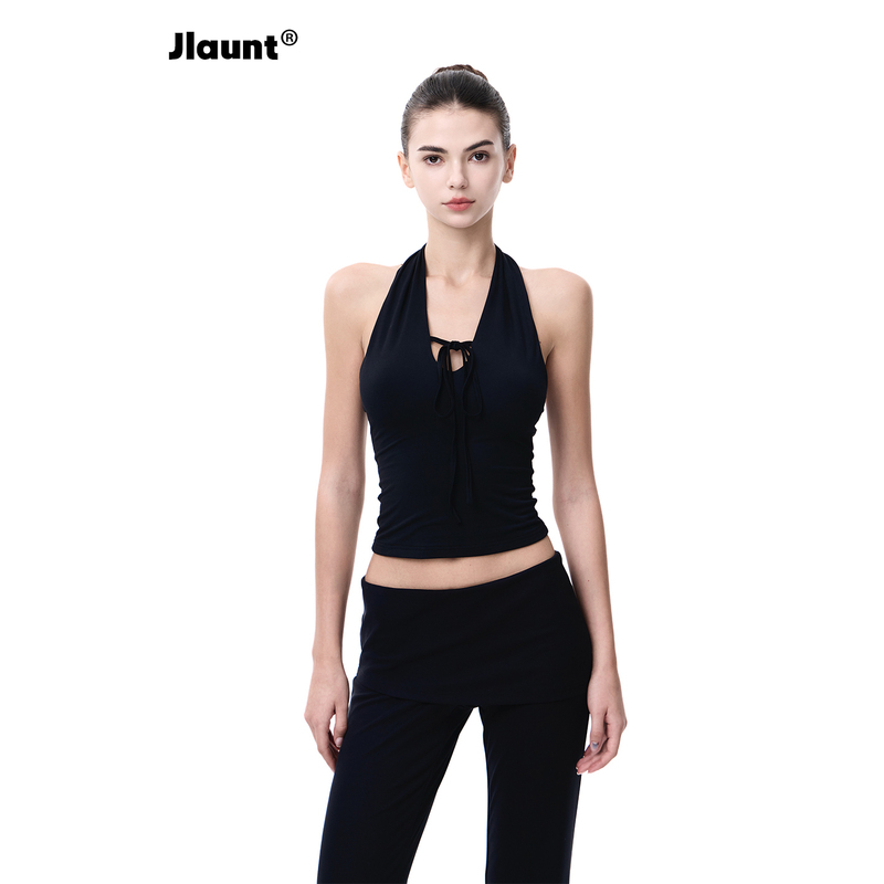 Jlaunt Modal Black Halter Neck Camisole Women's Summer Design Slim Fit Backless American Style Hot Girl Top