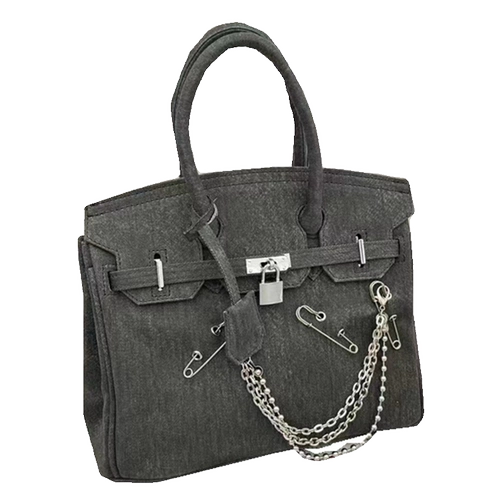 Небольшая сумка, джинсовая сумка на одно плечо, дизайнерские штаны, платиновая цепь, популярно в интернете, горизонтальная версия