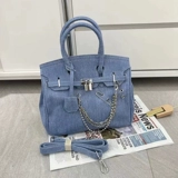 Небольшая сумка, джинсовая сумка на одно плечо, дизайнерские штаны, платиновая цепь, популярно в интернете, горизонтальная версия