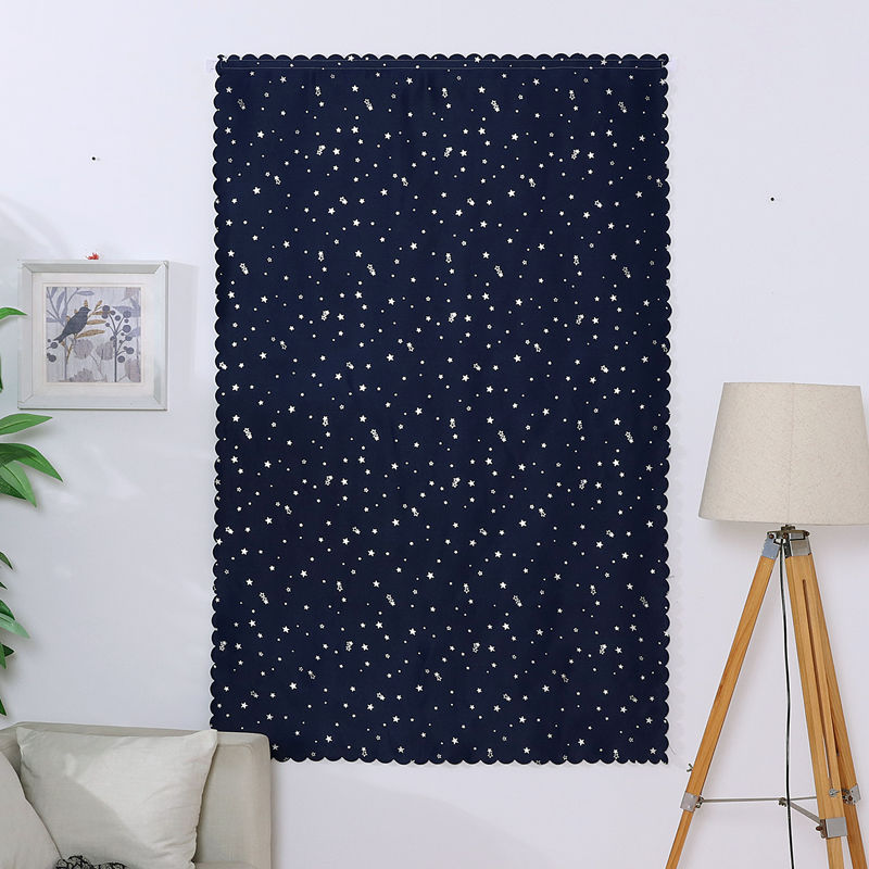 Simple and free punching small curtain magic patch finished curtain rental house adhesive shading and heat insulation dormitory short door cord fabric