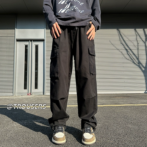 Осеннее термобелье, трендовые штаны, в корейском стиле, оверсайз, свободный прямой крой