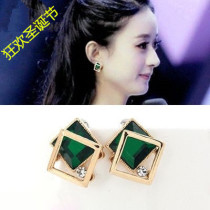 Rouge Zhao Liying same earrings female Korean simple diamond temperament earrings 925 silver hypoallergenic Joker earrings