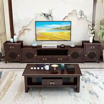 Solid wood TV cabinet new Chinese style coffee table combination home small apartment storage cabinet modern minimalist living room video cabinet