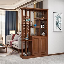 Solid wood porch partition cabinet new Chinese-style living room 12m screen cabinet double-sided simple modern door shoe cabinet wine cabinet