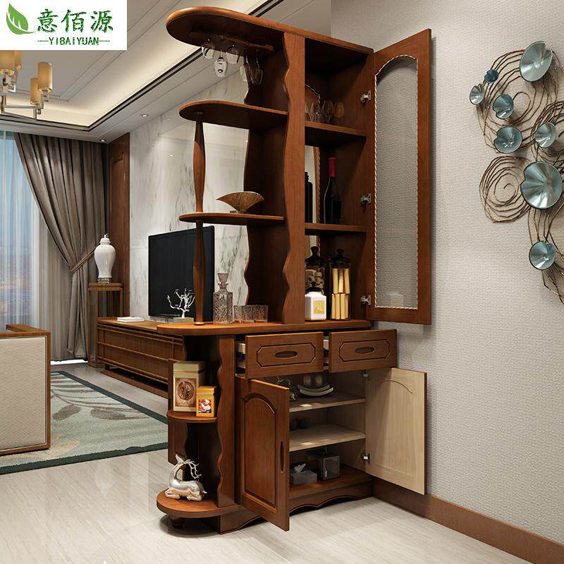 Living room entry porch cabinet partition screen modern minimalist foyer wine cabinet small apartment solid wood double-sided hall shoe cabinet