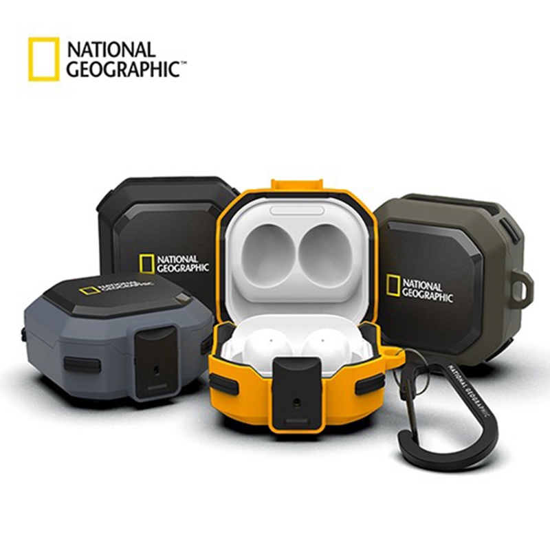 National Geographic Compatible Samsung Buds2 Pro Earphone Case, Buds2 Anti-Drop Protective Cover, Buds Pro Storage Box, Double-Layer Anti-Drop, Shock-Resistant, Outdoor Trendy Creative Protective Case, Buds Live