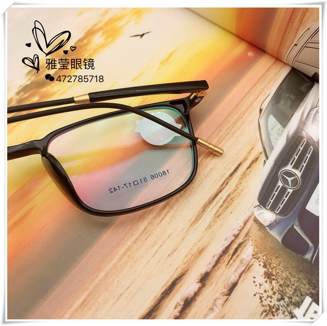Kính siêu gọng tròn vuông gọng kính đen mặt nhỏ với kính cận thị nữ siêu nhẹ TR90 Phiên bản Hàn Quốc của kính cường lực retro Jane kính mát