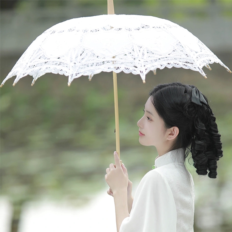 French Retro Lace Umbrella Props for Photography Kidsren's Princess Lolita Palace Lolita White Lace Small Umbrella