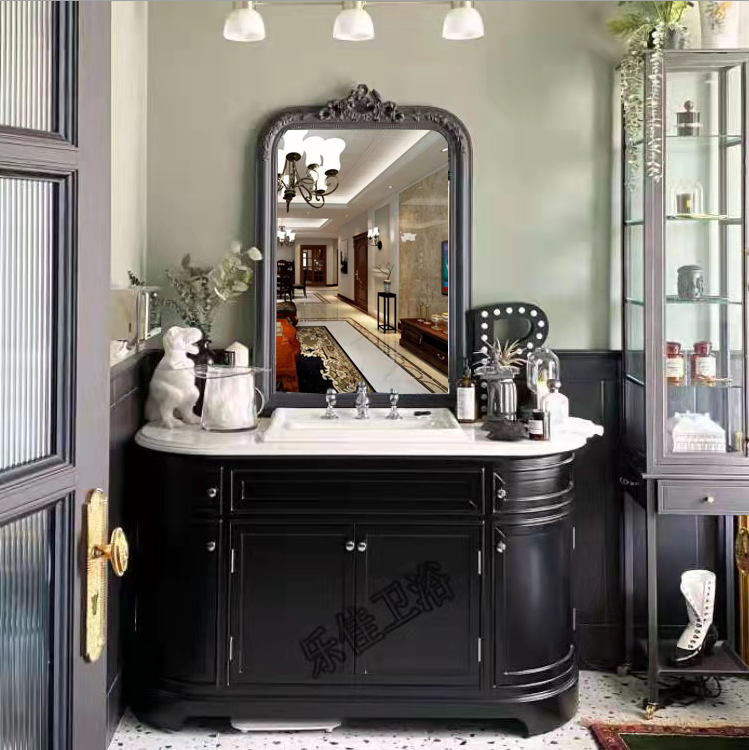 American Oak Wood Bath Cabinet Combined Toilet Floor Marble Wash Terrace Eurostyle Solid Wood Wash Washbasin Cabinet-Taobao