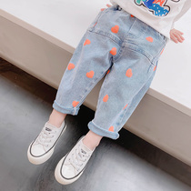 Girl Casual Jeans Spring Autumn Clothing 2022 New Korean Version Women Baby Foreign Air Love Long Pants Outwear Fashion