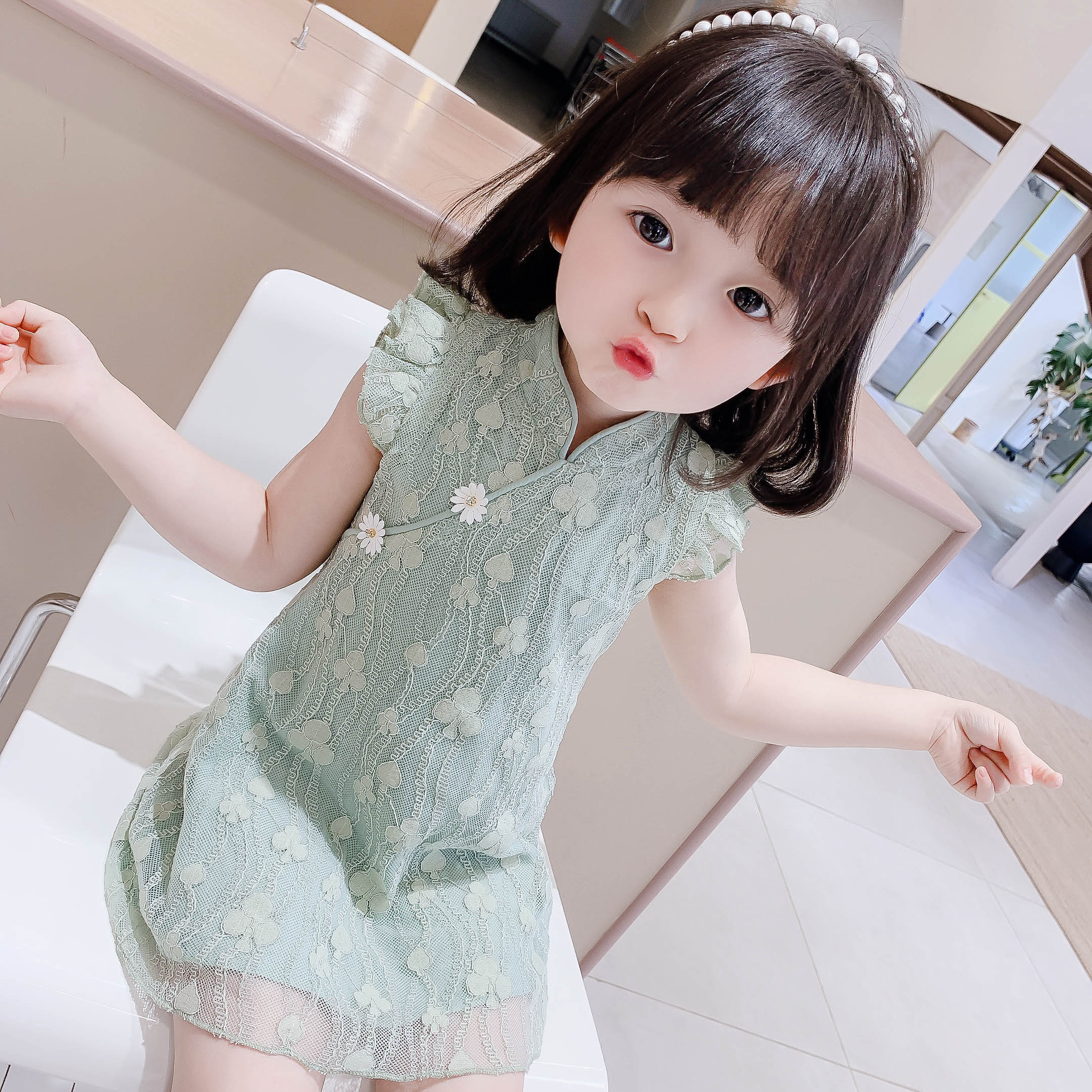 Girls' dress spring and summer baby foreign style skirt children's cheongsam princess dress children's vest skirt 2023 summer new