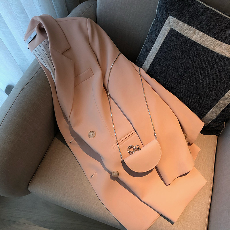 2021 Spring Dress New Gentleness Pink Korean Version Small Suit Jacket Women's Thin Casual Temperament Suit Jacket Thin summer