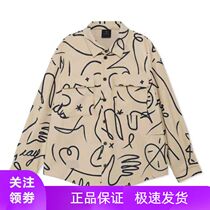 Li Ning Wades way × DFT mens and womens sports and leisure loose corduroy lapel printed shirt ASHR181