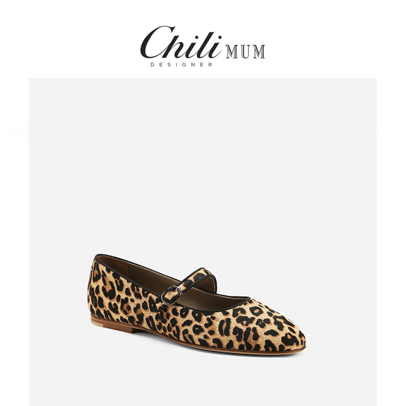 Chilimum Sava Women's Genuine Leather Shoes with Horsehair Buckle, Niche Designer Women's Shoes, Leopard Print Mary Jane Shoes Chilimum Sava Women's Genuine Leather Shoes with Horsehair Buckle, Niche Designer Women's Shoes, Leopard Print Mary Jane Shoes